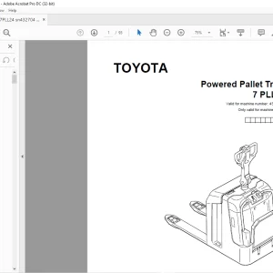 Toyota Forklift 7 PLL 24 Pallet Truck Parts Catalogue Manual 432704 AT - PDF DOWNLOAD