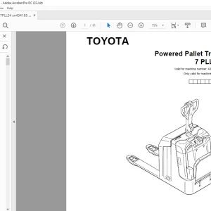 Toyota Forklift 7 PLL 24 Pallet Truck Parts Catalogue Manual 434185 AT - PDF DOWNLOAD