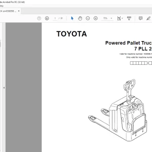 Toyota Forklift 7 PLL 24 Pallet Truck Parts Catalogue Manual 438898 AT - PDF DOWNLOAD