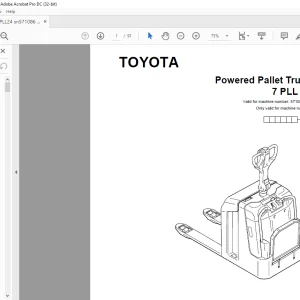 Toyota Forklift 7 PLL 24 Pallet Truck Parts Catalogue Manual 571086 AT - PDF DOWNLOAD