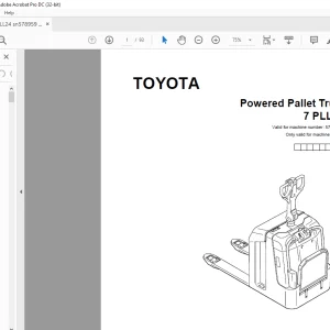 Toyota Forklift 7 PLL 24 Pallet Truck Parts Catalogue Manual 578959AT - PDF DOWNLOAD