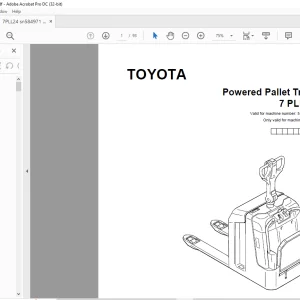 Toyota Forklift 7 PLL 24 Pallet Truck Parts Catalogue Manual 584971 AT - PDF DOWNLOAD