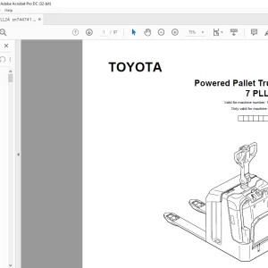 Toyota Forklift 7 PLL 24 Pallet Truck Parts Catalogue Manual 744741 - PDF DOWNLOAD