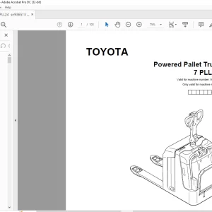 Toyota Forklift 7 PLL 24 Pallet Truck Parts Catalogue Manual 936513 - PDF DOWNLOAD