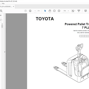Toyota Forklift 7 PLL 24 Pallet Truck Parts Catalogue Manual SN 555042 AT - PDF DOWNLOAD