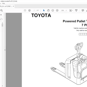 Toyota Forklift 7 PLL 24 Pallet Truck Parts Catalogue Manual SN 723981 - PDF DOWNLOAD