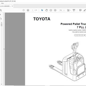 Toyota Forklift 7 PLL 24 Powered Pallet Truck Parts Catalogue Manual 560685 AT - PDF DOWNLOAD