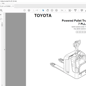 Toyota Forklift 7 PLL 24 Powered Pallet Truck Parts Catalogue Manual 730980 - PDF DOWNLOAD