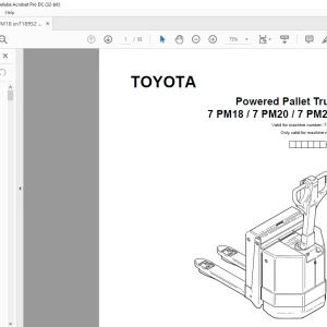 Toyota Forklift 7 PM18 7 PM20 7 PM20N Pallet Truck Parts Catalogue Manual 718954 - PDF DOWNLOAD