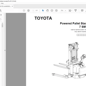 Toyota Forklift 7 SM12S Pallet Stacker Parts Catalogue Manual 440950AT - PDF DOWNLOAD