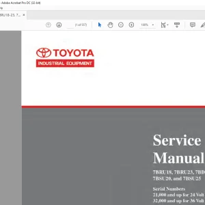 Toyota Forklift 7BRU18 7BRU23 7BDRU15 7BSU20 & 7BSU25 Reach Lift Truck Service Manual - PDF DOWNLOAD