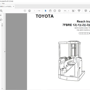 Toyota Forklift 7FBRE 12(-1)(-2)(-3)(C) Parts Catalogue Manual 743654 - PDF DOWNLOAD