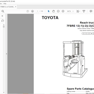 Toyota Forklift 7FBRE 12(-1)(-2)(-3)(C) Reach truck Parts Catalogue Manual 725406 - PDF DOWNLOAD