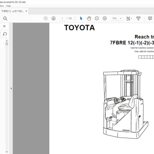 Toyota Forklift 7FBRE 12(-1)(-2)(-3)(C) Reach truck Parts Catalogue Manual 911801 - PDF DOWNLOAD