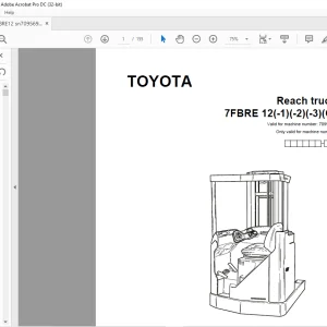 Toyota Forklift 7FBRE 12(-1)(-2)(-3)(C) Reach truck Parts Catalogue Manual SN 709569 - PDF DOWNLOAD