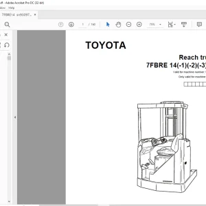 Toyota Forklift 7FBRE 14(-1)(-2)(-3)(C) Reach truck Parts Catalogue Manual 930971 - PDF DOWNLOAD