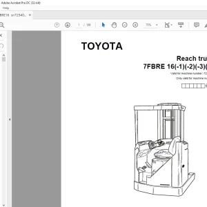 Toyota Forklift 7FBRE 16(-1)(-2)(-3)(C) Reach truck Parts Catalogue Manual 725406 - PDF DOWNLOAD