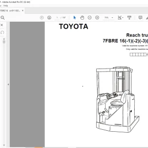 Toyota Forklift 7FBRE 16(-1)(-2)(-3)(C) Reach truck Parts Catalogue Manual 911801 - PDF DOWNLOAD