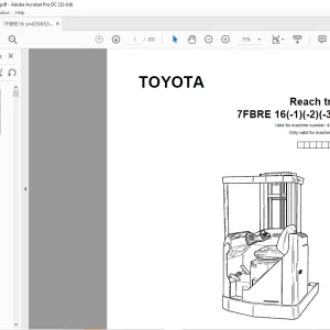 Toyota Forklift 7FBRE 16(-1)(-2)(-3)(C) Reach truck Parts Catalogue Manual SN 435653AT - PDF DOWNLOAD