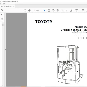 Toyota Forklift 7FBRE 16(-1)(-2)(-3)(C) Reach truck Parts Catalogue Manual SN 723011 - PDF DOWNLOAD