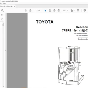 Toyota Forklift 7FBRE 16(-1)(-2)(-3)(C) Reach truck Parts Catalogue Manual SN 743654 - PDF DOWNLOAD