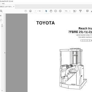 Toyota Forklift 7FBRE 25(-1)(-2)(C) Reach Truck Parts Catalogue Manual SN 911801 - PDF DOWNLOAD