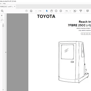 Toyota Forklift 7FBRE 25CC (-1)(-2) Reach Truck Parts Catalogue Manual 911801 - PDF DOWNLOAD