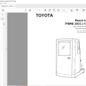 Toyota Forklift 7FBRE 25CC (-1)(-2) Reach Truck Parts Catalogue Manual SN 944801 - PDF DOWNLOAD