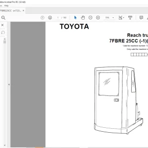 Toyota Forklift 7FBRE 25CC (-1)(-2) Reach truck Parts Catalogue Manual 723011 - PDF DOWNLOAD