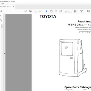 Toyota Forklift 7FBRE 25CC (-1)(-2) Reach truck Parts Catalogue Manual 743654 - PDF DOWNLOAD