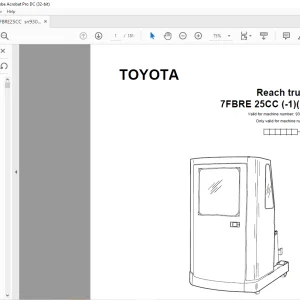 Toyota Forklift 7FBRE 25CC (-1)(-2) Reach truck Parts Catalogue Manual 930971 - PDF DOWNLOAD