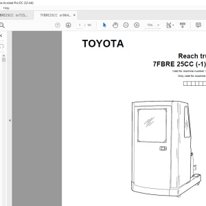Toyota Forklift 7FBRE 25CC (-1)(-2) Reach truck Parts Catalogue Manual 964843 - PDF DOWNLOAD