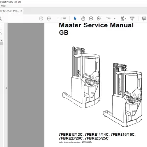 Toyota Forklift 7FBRE12 7FBRE12C 7FBRE14 7FBRE14C 7FBRE16 7FBRE16C 7FBRE20 7FBRE20C 7FBRE25 7FBRE25C Service Manual SN 423260AT - PDF DOWNLOAD