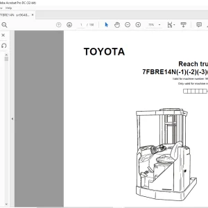 Toyota Forklift 7FBRE14N(-1)(-2)(-3)(C) Reach Truck Parts Catalogue Manual 964843 - PDF DOWNLOAD