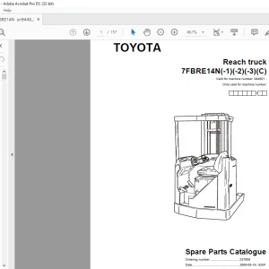 Toyota Forklift 7FBRE14N(-1)(-2)(-3)(C) Reach Truck Parts Catalogue Manual SN 944801 - PDF DOWNLOAD