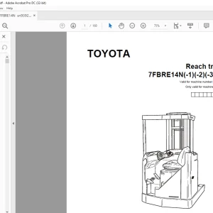 Toyota Forklift 7FBRE14N(-1)(-2)(-3)(C) Reach truck Parts Catalogue Manual 939261 - PDF DOWNLOAD