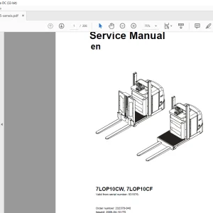 Toyota Forklift 7LOP10CW, 7LOP10CF Service Manual SN 931876 - PDF DOWNLOAD
