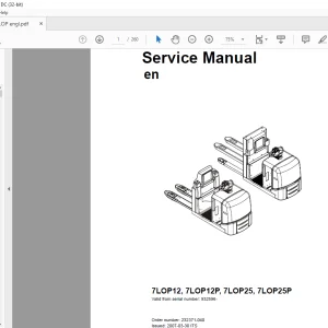 Toyota Forklift 7LOP12 7LOP12P 7LOP25 7LOP25P Service Manual SN 932596 - PDF DOWNLOAD