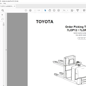 Toyota Forklift 7LOP12 7LOP12P Order Picking Truck Parts Catalogue Manual 969874 - PDF DOWNLOAD