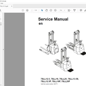 Toyota Forklift 7SLL12.5 7SLL16 7SLL20 7SLL13.5S 7SLL12.5F 7SLL16F 7SLL20F Service Manual SN 985777 - PDF DOWNLOAD