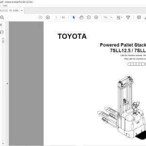 Toyota Forklift 7SLL12.5 7SLL16 Pallet Stacker Parts Catalogue Manual 904365 - PDF DOWNLOAD