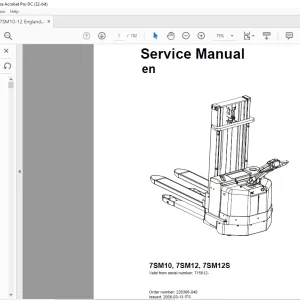 Toyota Forklift 7SM10 7SM12 7SM12S Service Manual SN 715612 - PDF DOWNLOAD