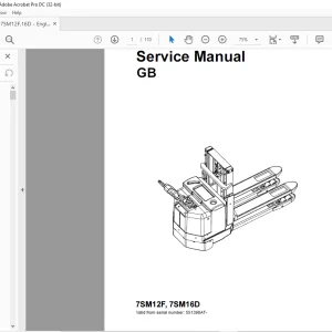 Toyota Forklift 7SM12F 7SM16D Repair Manual SN 551390AT - PDF DOWNLOAD