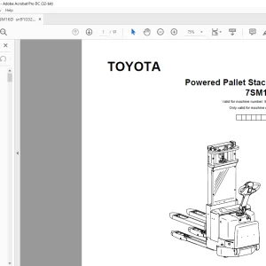 Toyota Forklift 7SM16D Pallet Stacker Parts Catalogue Manual 910327 - PDF DOWNLOAD