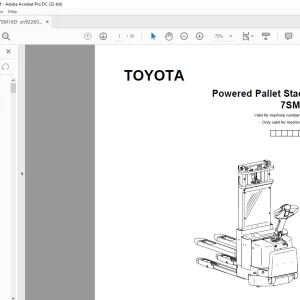 Toyota Forklift 7SM16D Pallet Stacker Parts Catalogue Manual 922602 - PDF DOWNLOAD