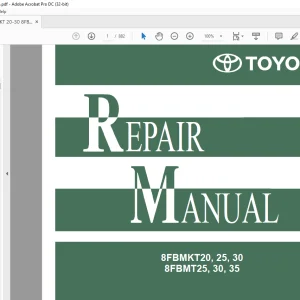 Toyota Forklift 8FBMKT20 8FBMKT25 8FBMKT30 8FBMT25 8FBMT30 8FBMT35 Repair Manual - PDF DOWNLOAD