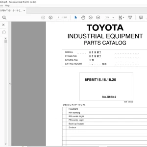 Toyota Forklift 8FBMT15 8FBMT16 8FBMT18 8FBMT20 Parts Catalog Manual - PDF DOWNLOAD