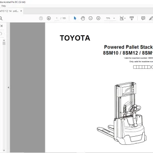 Toyota Forklift 8SM10 8SM12 8SM14 Pallet Stacker Parts Catalogue Manual 6065409 - PDF DOWNLOAD