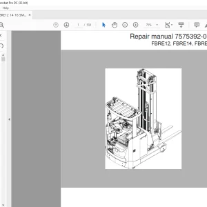 Toyota Forklift FBRE12 FBRE14 FBRE16 Repair Manual 7575392-040 - PDF DOWNLOAD