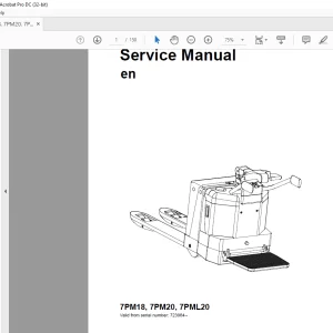 Toyota Forklift Truck 7PM18 7PM20 7PML20 Service Manual SN 723984 - PDF DOWNLOAD